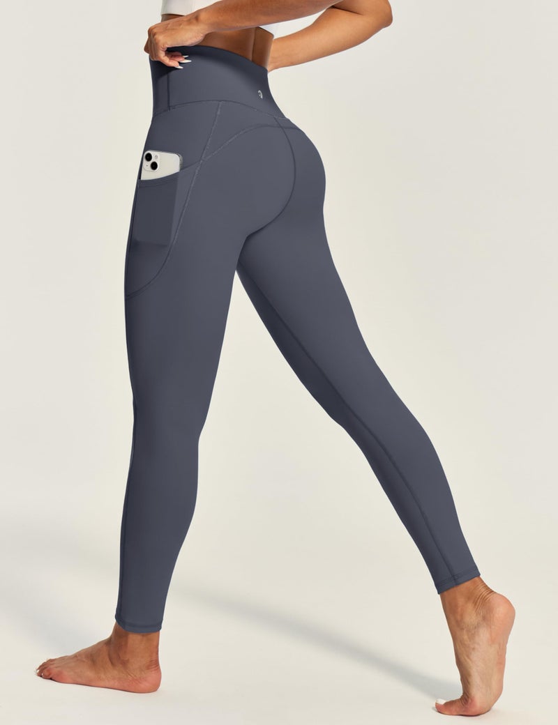 IUGA Fleece Lined Leggings Women Thermal Leggings for Women Winter Warm Tights High Waisted Hiking Yoga Pants with Pockets(Grey-2020, M) - Image 1